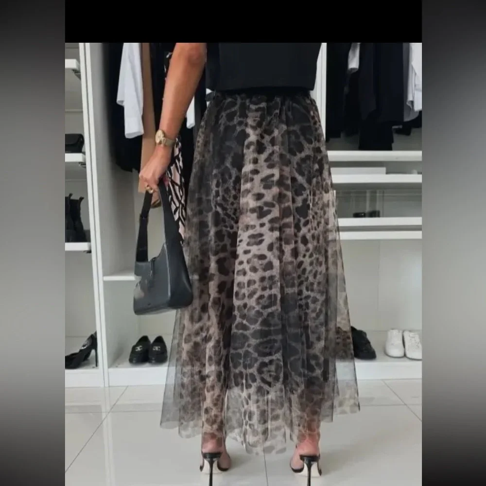 Dark l Leopard Mesh Skirt